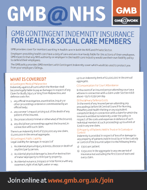 GMB Contingent Indemnity Insurance Application