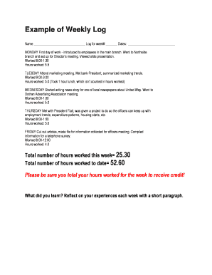 Weekly Work Log Template