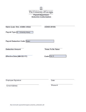Payroll Deduction Authorization