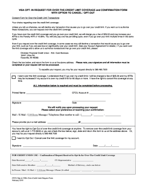 VISA Over-Credit Limit Request Form