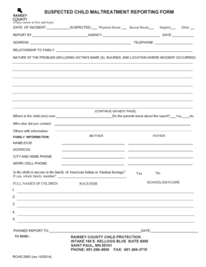 Suspected Child Maltreatment Reporting Form