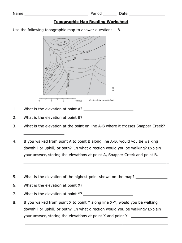 Topographic Map Reading Worksheet Answer Key Pdf 11-11 - Fill Inside Topographic Map Reading Worksheet