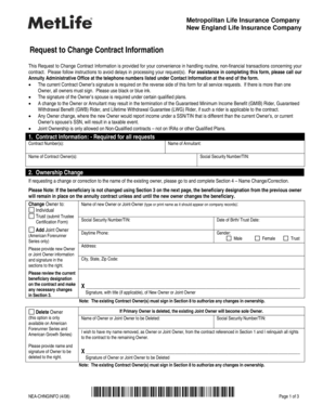 Request to Change Contract Information