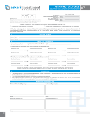 Askari Mutual Funds Issuance/Conversion Form