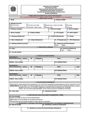 Formulário de Inscrição de Auxílio Pré-Escolar
