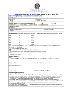 Requerimento de Pagamento de Substituição