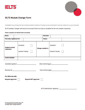 IELTS Module Change Form