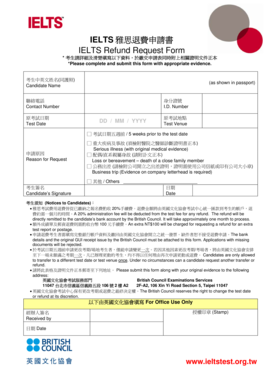 Ielts Refund Form - Fill Online, Printable, Fillable, Blank | pdfFiller