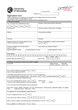 University of Worcester Application Form