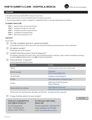 Hospital and Medical Claim Form