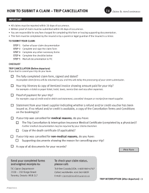 Trip Cancellation and Interruption Claim Form