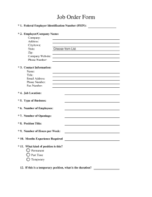 Job Order Form