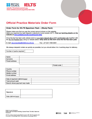 IELTS Practice Materials Order Form