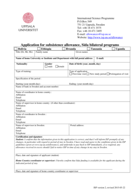 Application form for subsistence allowance - isp uu