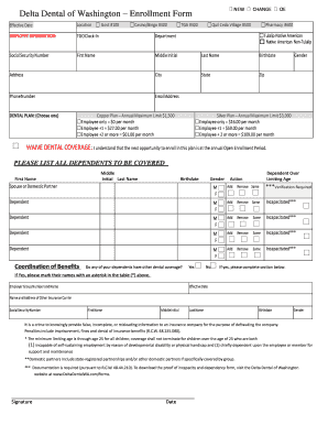 Delta Dental of Washington Enrollment Form