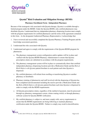 Risk Evaluation and Mitigation Strategy (REMS) Pharmacy Enrollment Form Independent Pharmacy Because of the teratogenic risk associated with therapy, is available through a limited program under the REMS