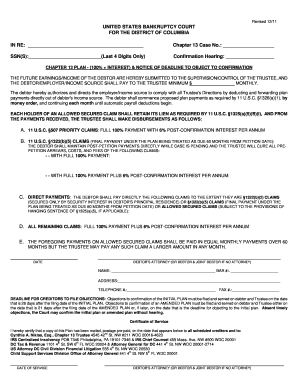 Chapter 13 Bankruptcy Plan and Notice