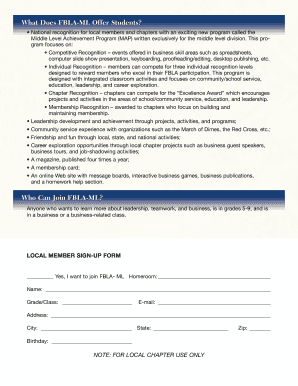 FBLA-ML New Chapter Application Form
