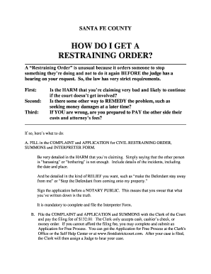 New Mexico Civil Restraining Order Application