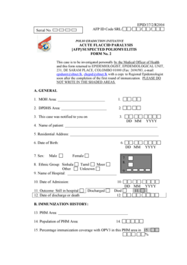 Acute Flaccid Paralysis Investigation Form