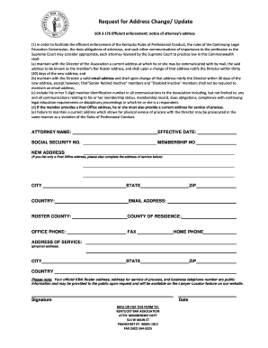 Kentucky Attorney Address Change Form