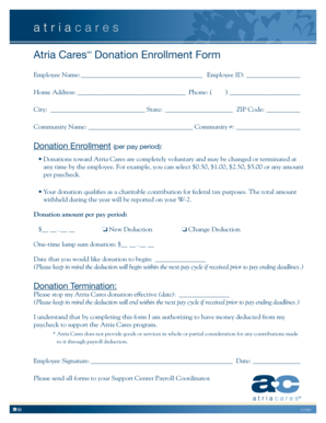 Atria Cares Donation Enrollment Form