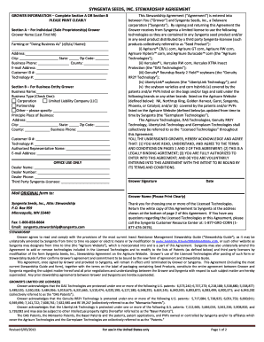 Syngenta Seeds Stewardship Agreement
