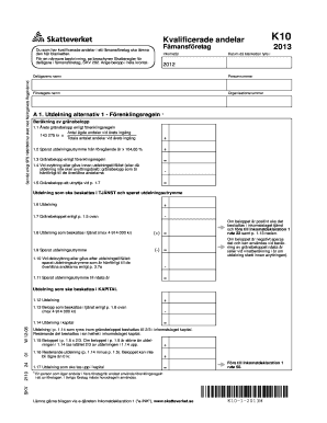 Swedish K10 Form for Shareholders in Small Companies