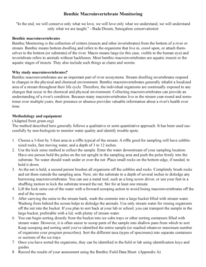 Benthic Macroinvertebrate Monitoring Form