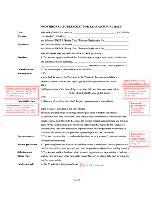 Provisional Agreement for Sale and Purchase