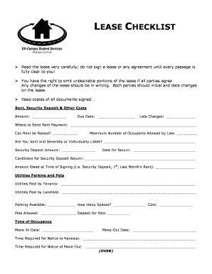 Lease Checklist