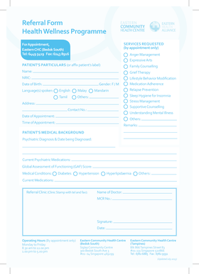 Health Wellness Programme Referral Form