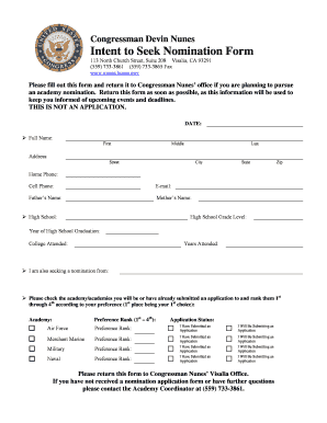 US Service Academy Nomination Application