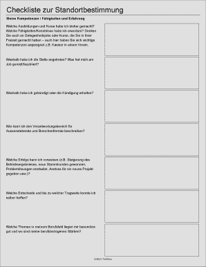 Checkliste zur Standortbestimmung