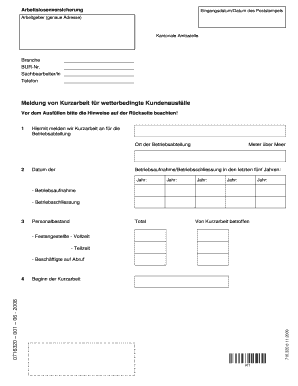 Meldung von Kurzarbeit für wetterbedingte Kundenausfälle