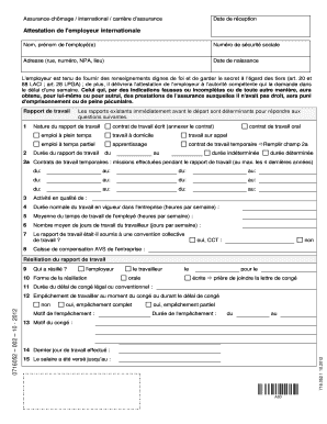 Attestation de l'employeur internationale