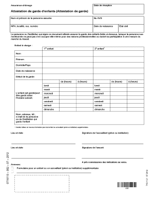 Attestation de garde d‘enfants