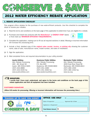 2012 Water Efficiency Rebate Application