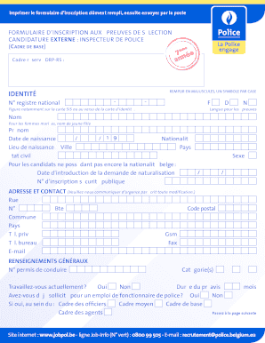 FORMULAIRE D’INSCRIPTION AUX ÉPREUVES DE SÉLECTION