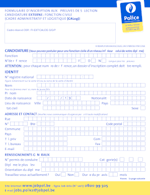 FORMULAIRE D’INSCRIPTION AUX ÉPREUVES DE SÉLECTION