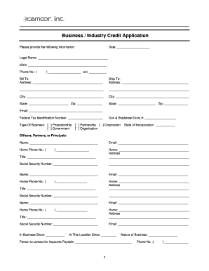 Business Industry Credit Application