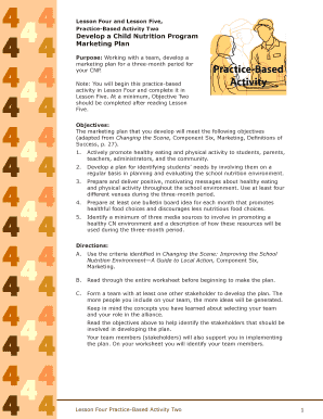 Child Nutrition Program Marketing Plan