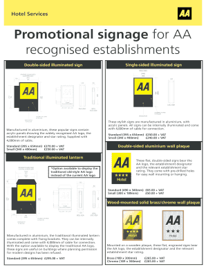 AA Hotel Services Sign Order Form