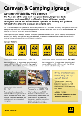 AA Caravan and Camping Signage Order Form