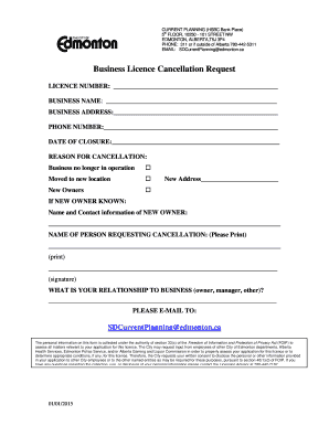 Business Licence Cancellation Request