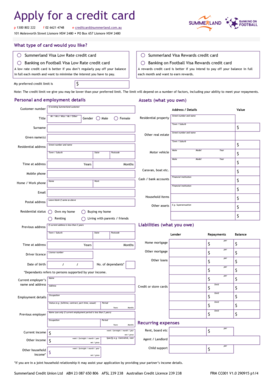 Summerland Credit Card Application Form