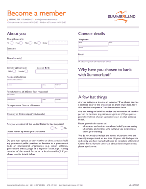 Summerland Credit Union Membership Application