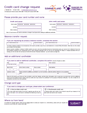 Credit Card Change Request Form