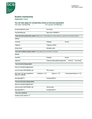 BCS Student Membership Application Form