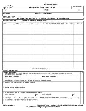 ACORD 127 Business Auto Application Form